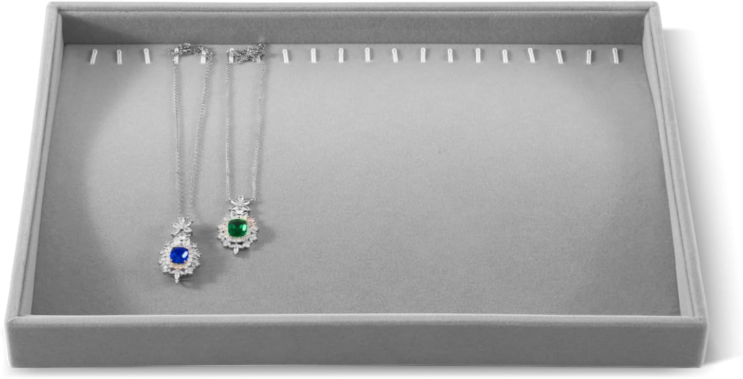 Necklace Holder Organizer, Velvet Jewelry Trays,Premium Necklace Case,Luxury Jewelry Displays,Grey Bracelet Organizer