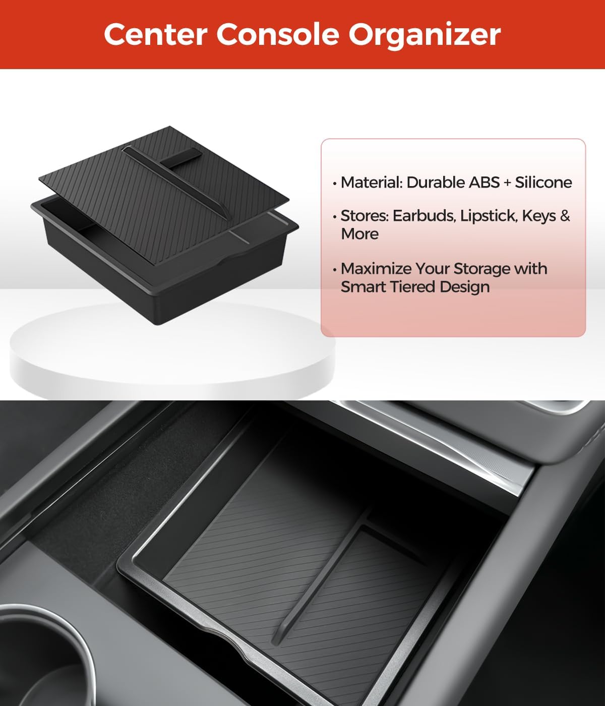 Center Console Organizer 1PCS Compatible with Tesla Model Y Juniper2026, Interior Accessories for New Model Y/3 2025