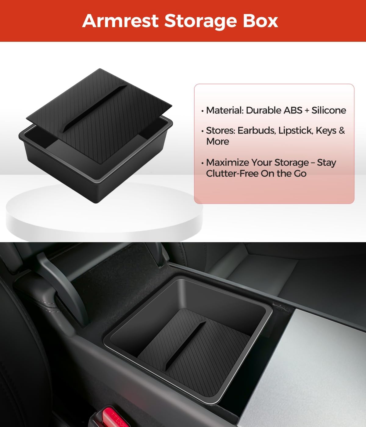 Center Console Organizer 5PCS Compatible with Tesla Model Y Juniper2026, Armrest Storage Tray, Hidden Storage Box, Cup Holder, Phone Holder – Interior Accessories for New Model Y/3 2025