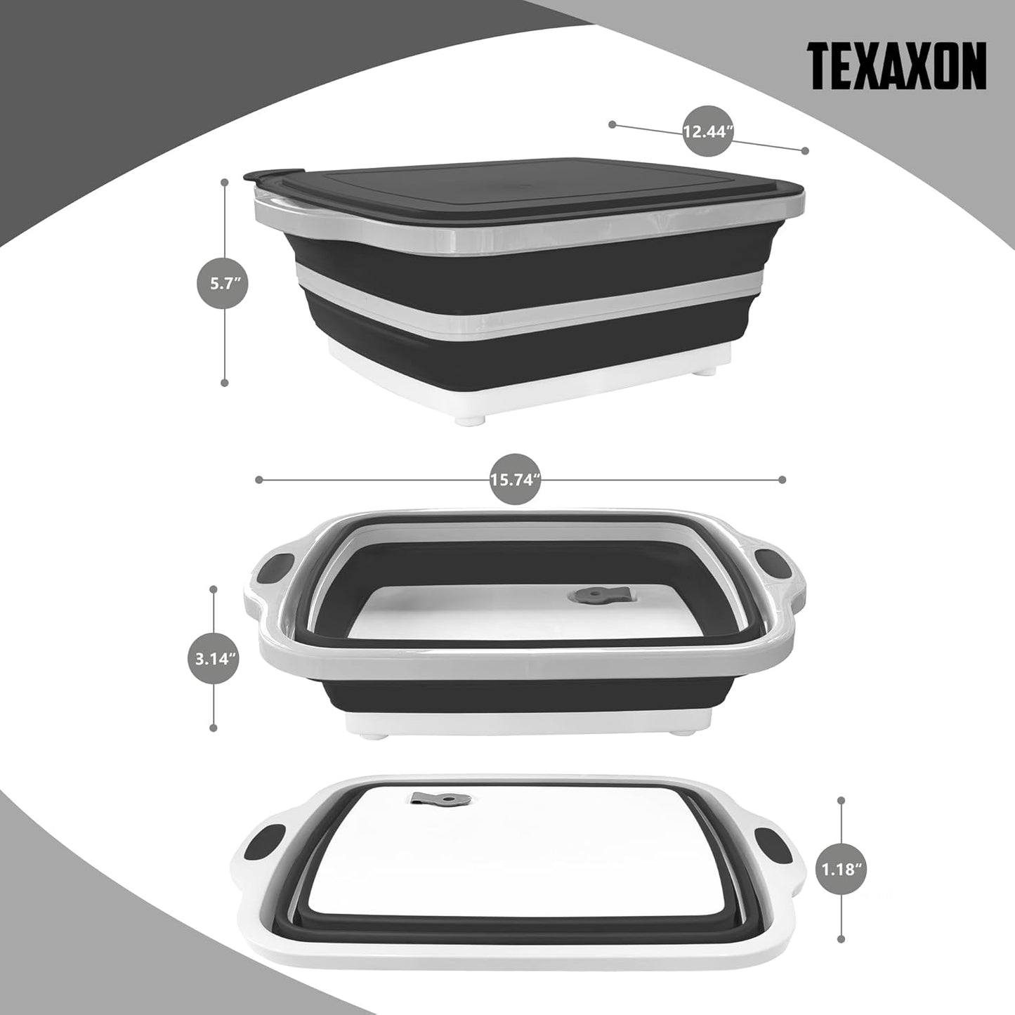8L/16L BBQ Prep Tub with Cutting Board, Lid & Complimentary Mitts/Gloves – Collapsible Bucket for BBQ, Marinade, Picnic, Camping, Meat Prep – Orange/Black (Black, X-Large)