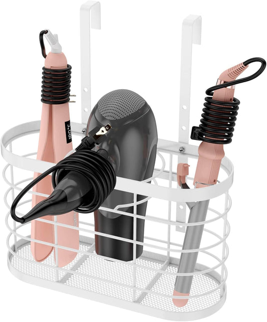 Hair Dryer Holder 3 in 1 Hair Tool Organizer Djustable Height Wall Mounted/Cabinet Door Bathroom Organizer Under Sink for Flat Irons, Curling Wands, Hair Straighteners