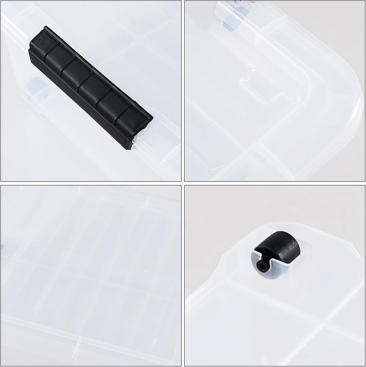 3 Pack 20 Qt Wheeled Latching Storage Box, Stackable Underbed Bin with Latch Lid, Clear