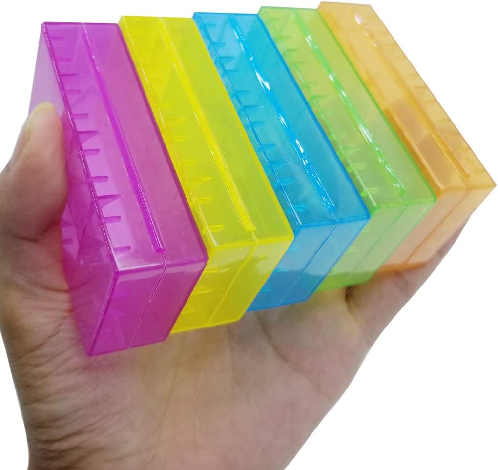 5 PCS Clear Colorful Battery Storage Case Holder Organizer for 18650, Battery Storage Case for 18650 or CR123A Battery