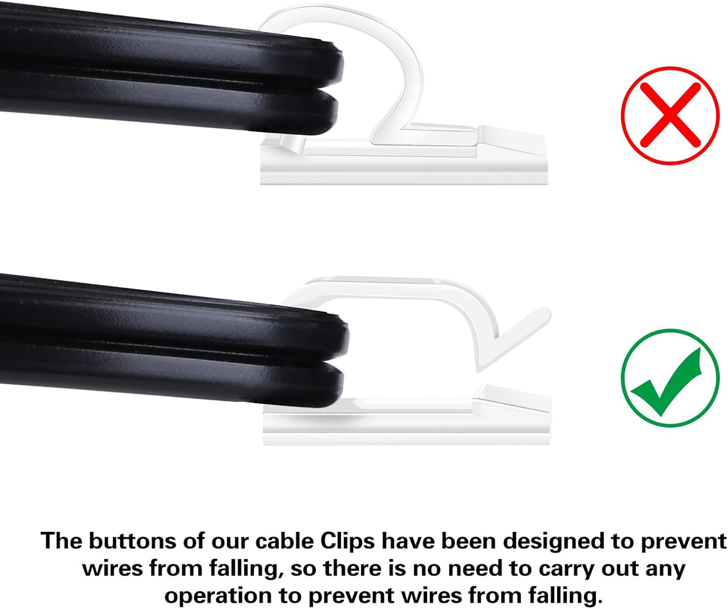 120PCS XHF Adhesive Cable Wire Clips Clear, Outdoor Christmas Light Clips, Cable Holder Staples Cable Management Wire Organizer Cord for Under Desk, Car, Wall, TV PC Ethernet Cable