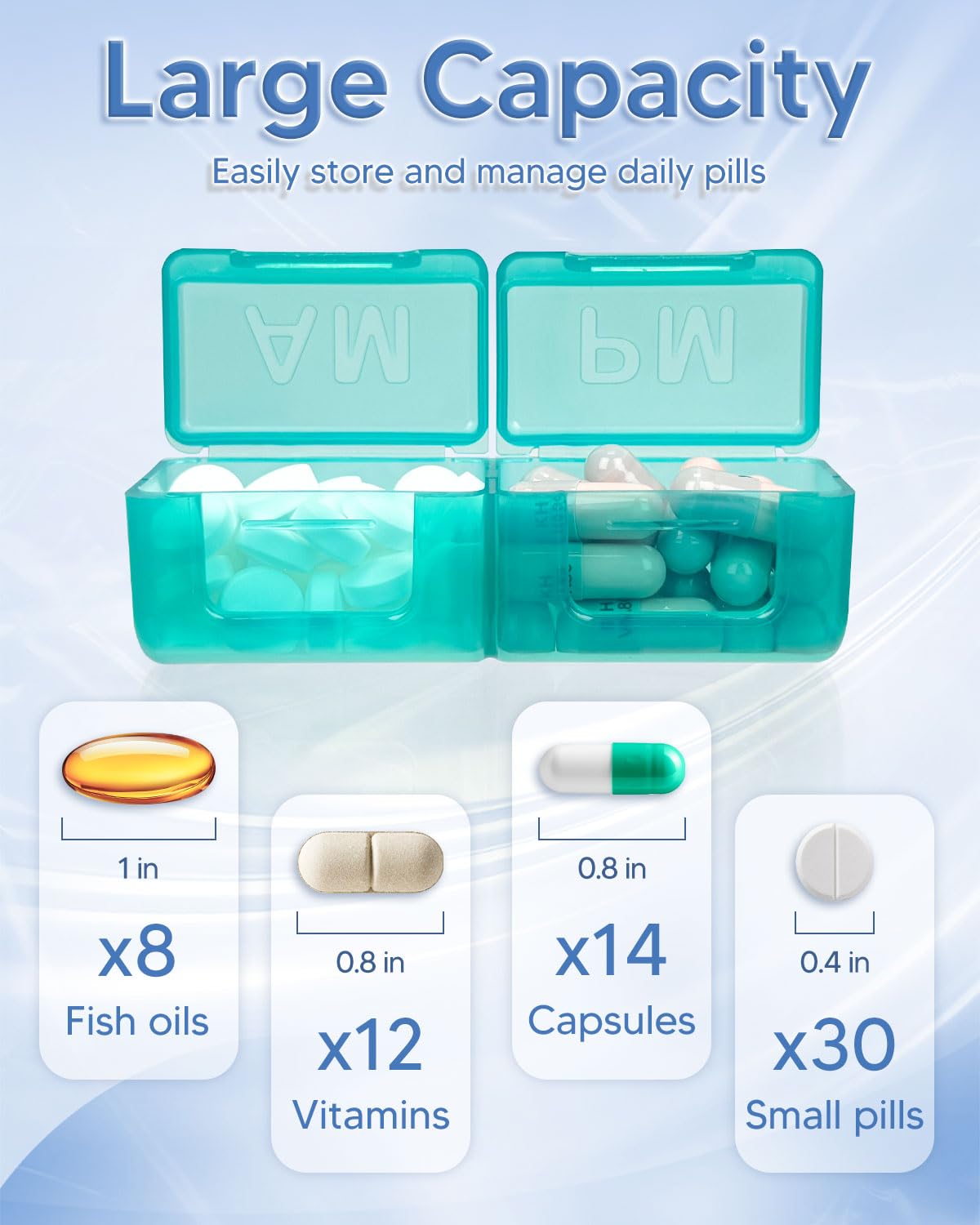 Monthly Pill Organizer 2 Times a Day, FRIWOLE Medicine Box with Portable Weekly Pill Bag, Keychain Pill Case, Pill Cutter and 2 Sticker (Purple, 2 Times a Day)