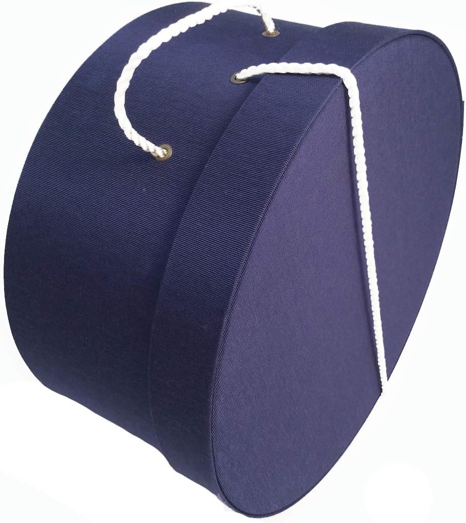 Sarah's Hat Boxes Classic Navy Hat Box – 8.75" x 4.5" (Dia. x Ht.) Handmade in USA – Odorless Non-Toxic Adhesive, Cording Handle – Premium Storage for Hats & Accessories