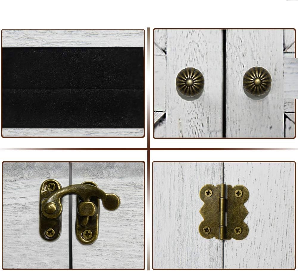 Rustic Wall Mounted Jewelry Organizer,Vintage Wooden Hanging Jewelry Holder Box with Barndoor Decor for Necklaces, Earings, Bracelets, Rings, Accessories. Includes Hook Organizer
