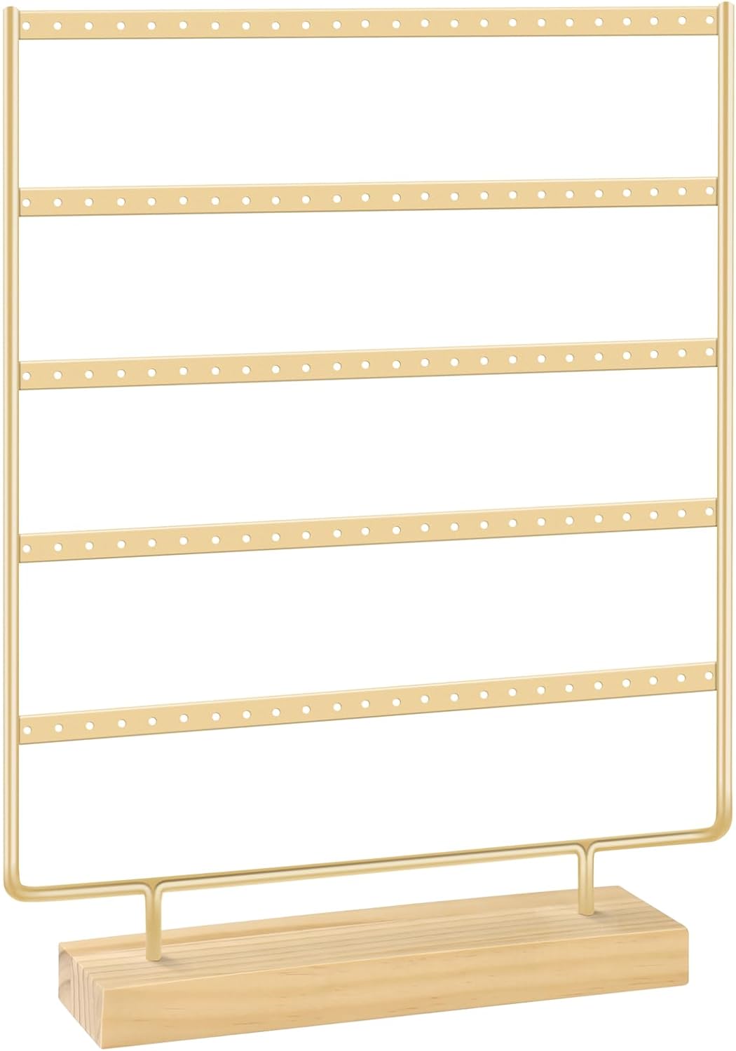 Earring Holder Organizer, Ear Jewelry Tree Organizer for Women, Earring Hanger with 5 Tiers & 120 holes (Gold)