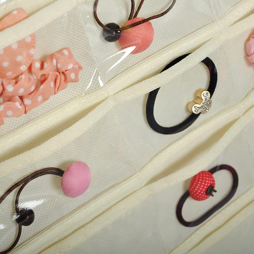 Bloss Hanging Jewelry Organizer 80 Pockets Hanging Double-Side Jewel Hanger For Jewelry Earring Storage, Jewelry Organizers and Storage for Wall, Door, Travel-Beige