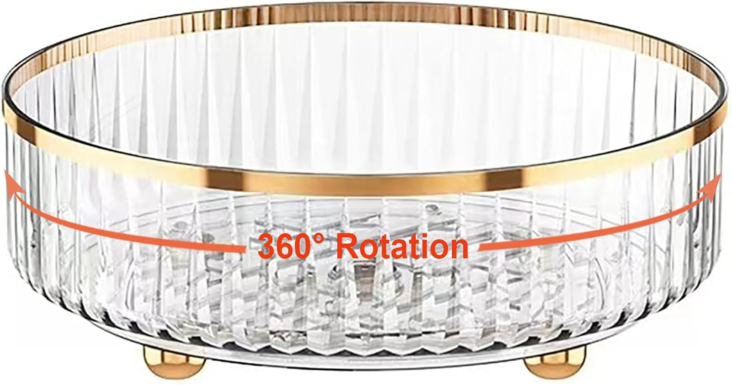Rotating Skincare Makeup Organizer, 11" Round Lazy Susan, Turntable Vanity Organizers and Storage, Clear Large Spinning Cosmetic Perfume Display Cases (Clear)