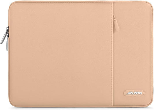 MOSISO Laptop Case 13.3 inch, 13-13.3 inch Laptop Sleeve Compatible with MacBook Air/Pro 13/Pro 14 M5 M4 M3 M2 M1, HP Dell ASUS Lenovo,Polyester Vertical Computer Sleeve Bag with Pocket, Peach Fuzz
