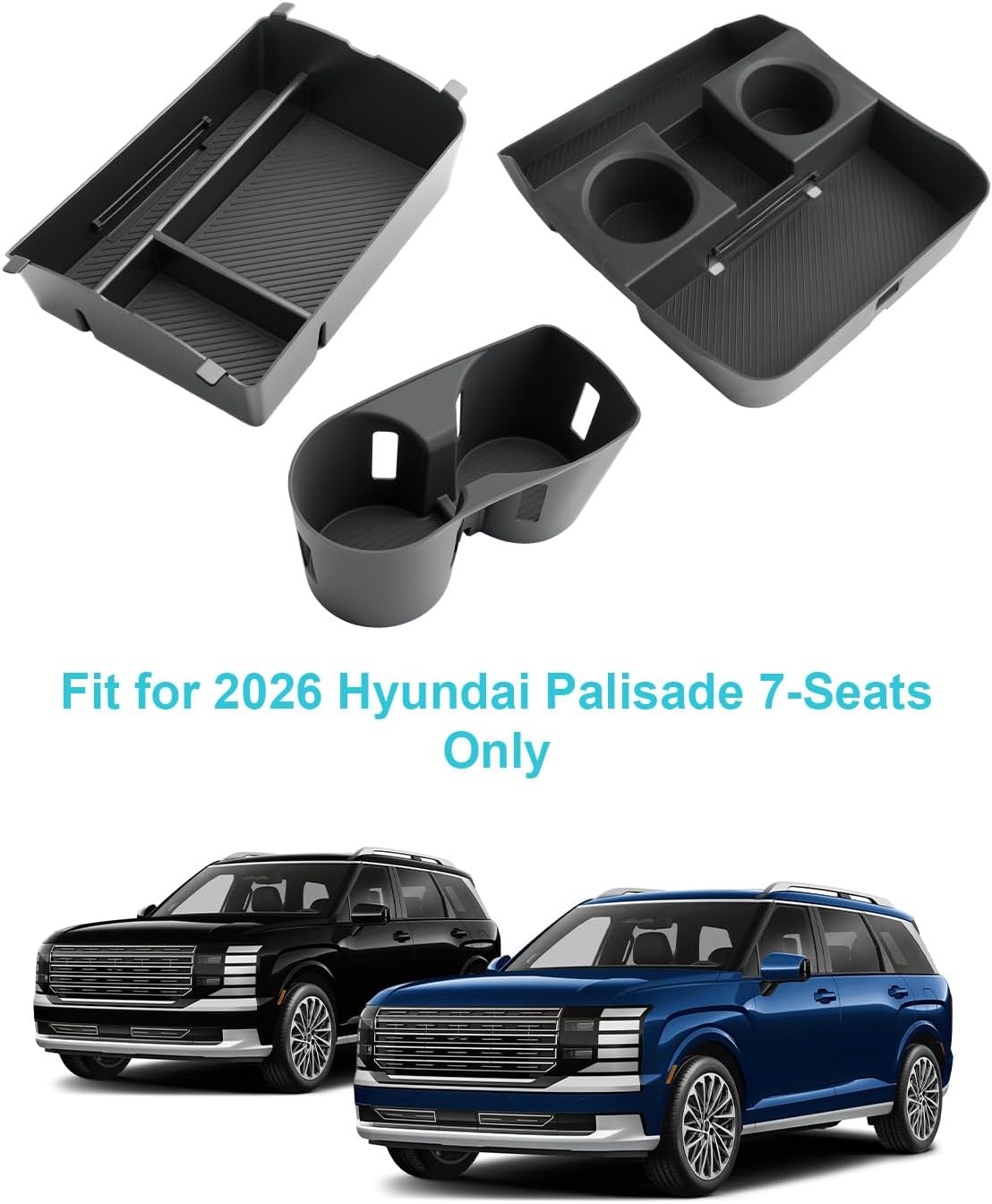 CDEFG 3Pcs for 2026 Hyundai Palisade Center Console Organizer for 2026 Hyundai Palisade Accessories Middle Console & Lower Console Storage Box & Cup Holder(Only for Split Armrest)