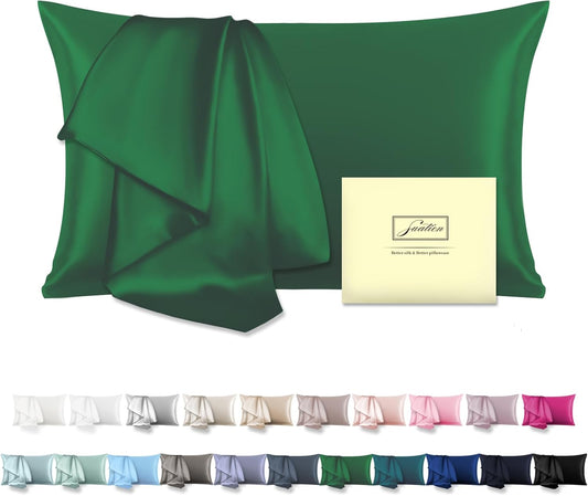Mulberry Silk Pillow Cases Standard Size Silk Pillowcase with Zipper Soft Breathable Smooth Cooling Satin Silk Pillow Covers for Sleeping for Hair and Skin (Olive Green,20"X 26",1Pcs)
