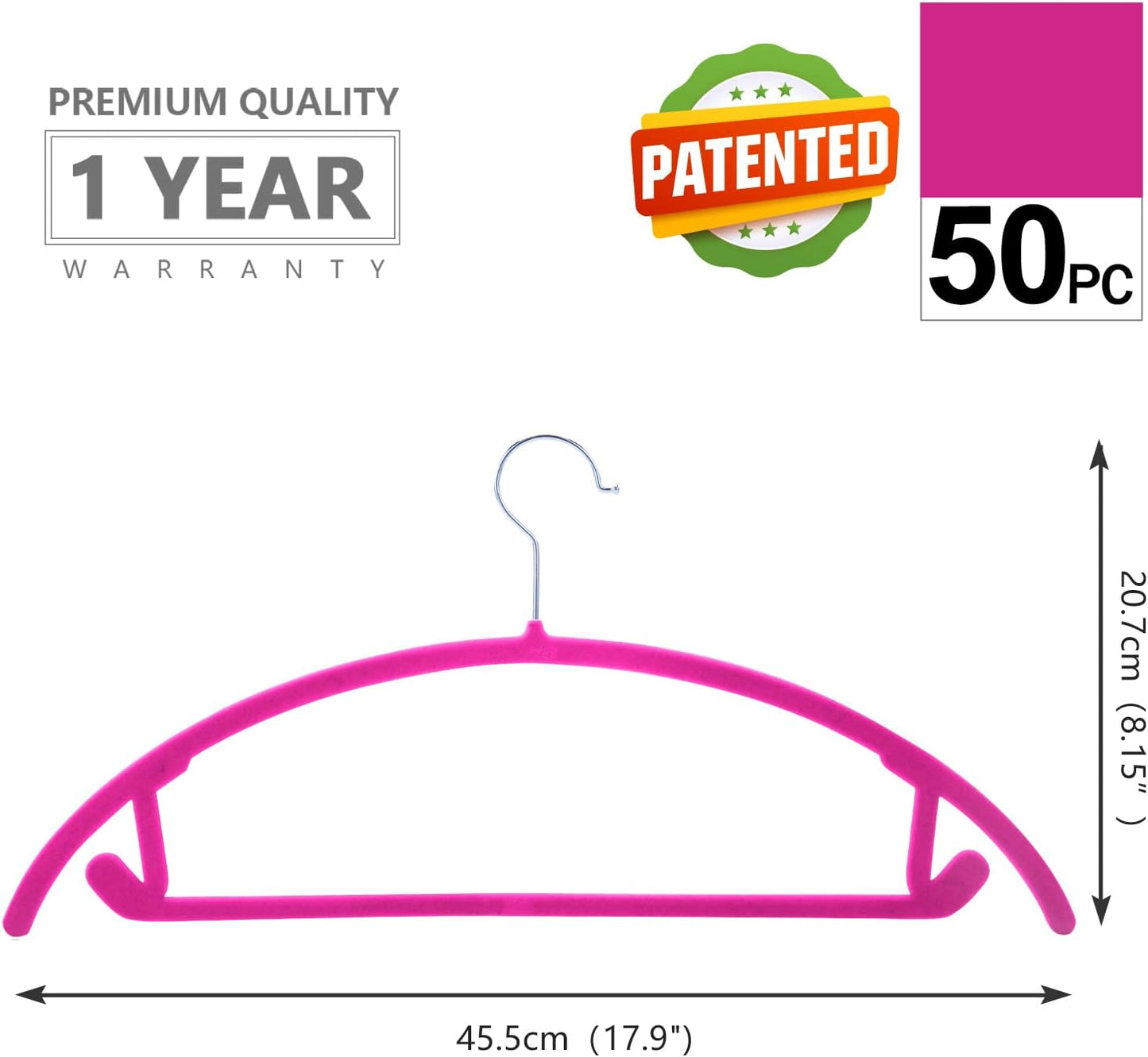 MIZGI Premium Velvet Hangers 50 Pack Heavyduty- Non Slip No Shoulder Bump Suit Hanger - Chrome Hooks,Space Saving Clothes Rounded Shape for Coat,Sweater,Jackets,Pants