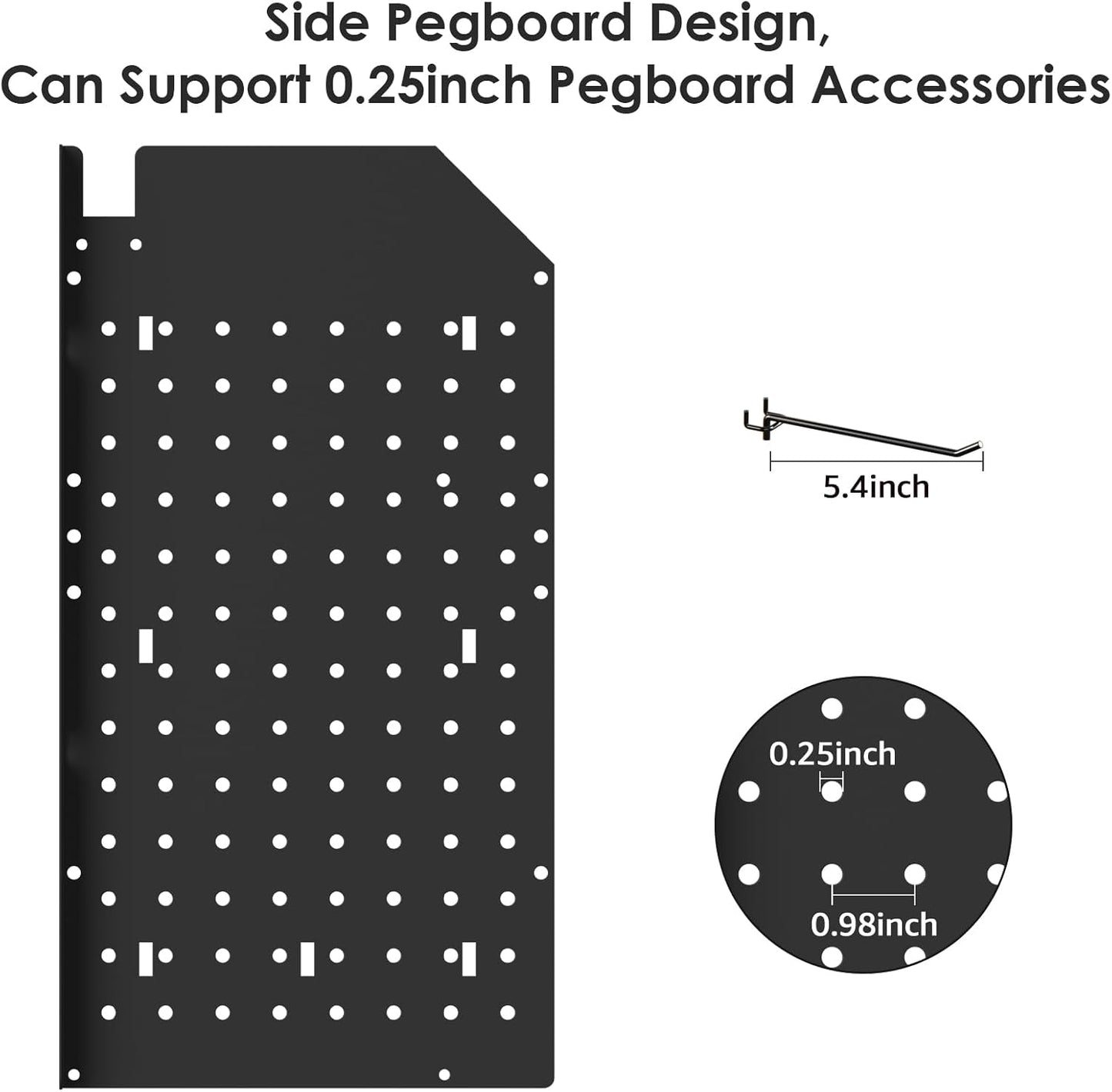 CCCEI Modular Pegboard Rack Power Tool Organizer with Charging Station. 4 Layer Wall Mount Drill Holder, Tools Battery Charger Organizer. Garage Shop Storage Utility Shelf with 6FT Power Strip. Black