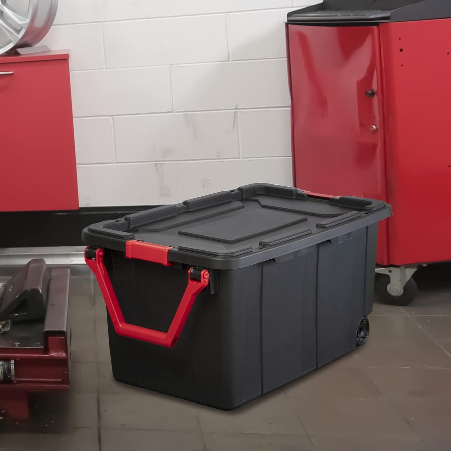 Storage Bins 40 Gallon Heavy-Duty Plastic Storage Bins, 2 Pack Container Totes with Durable Lid and Secure Latching Buckles, Stackable, Tough Storage Containers for Garage and Metal Rack Organizing
