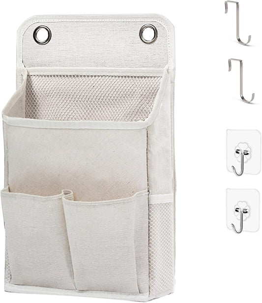 Hanging Basket for Organizing, Wall Organizer with Pockets and Over The Door Organizer，Can for Home, Closet, Office and Camper (1 White)