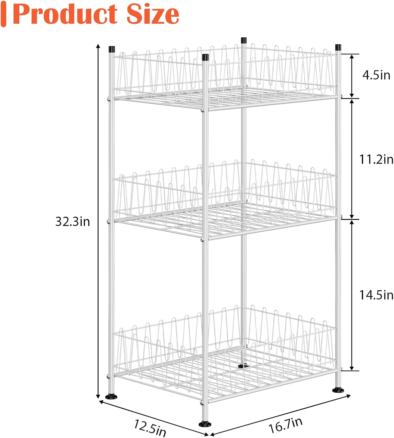 ETELI Water Bottle Storage Organizer 3 Tier Freestanding Water Bottle Holder Rack Stand Metal Drink Soda Can Organizer Beverage Shelf for Floor Pantry Kitchen Food Storage, Silver