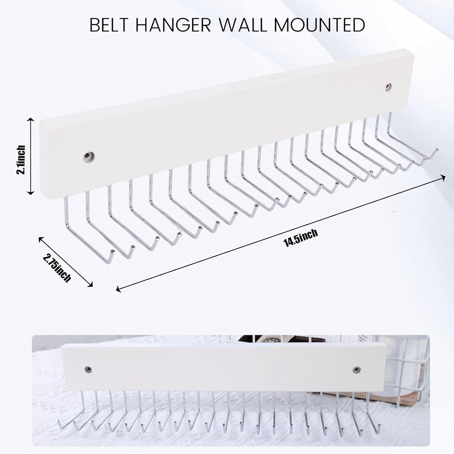 Tie Rack Wall Mounted, 180 Degree Rotating Tie Hanger Belt Holder Organizer Max 20 Storage for Purse, Scarves, Tank Top, Hats, Medals