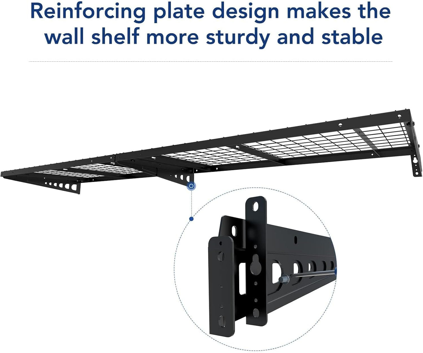 FLEXIMOUNTS 2 Pack 2x4ft Garage Storage 24x48 inch Heavy Duty Bike Wall Shelving Rack, 440lbs Total Weight Capacity, Black, Pro Series