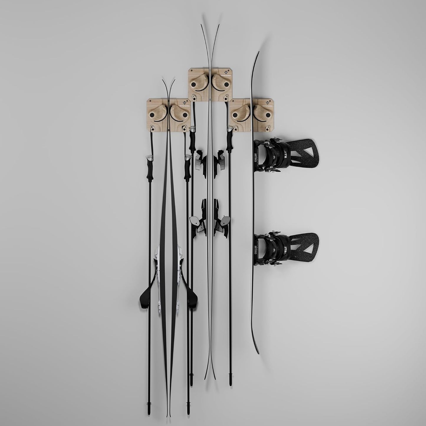 Gravity Grabber - Ultimate Ski & Snowboard Wall Rack | Secure, Non-Slip Storage | Fits Any Ski/Board | Garage Organization | Ski Storage Rack | Snowboard Storage Rack | Winter Gear Organizer | 3 Pck