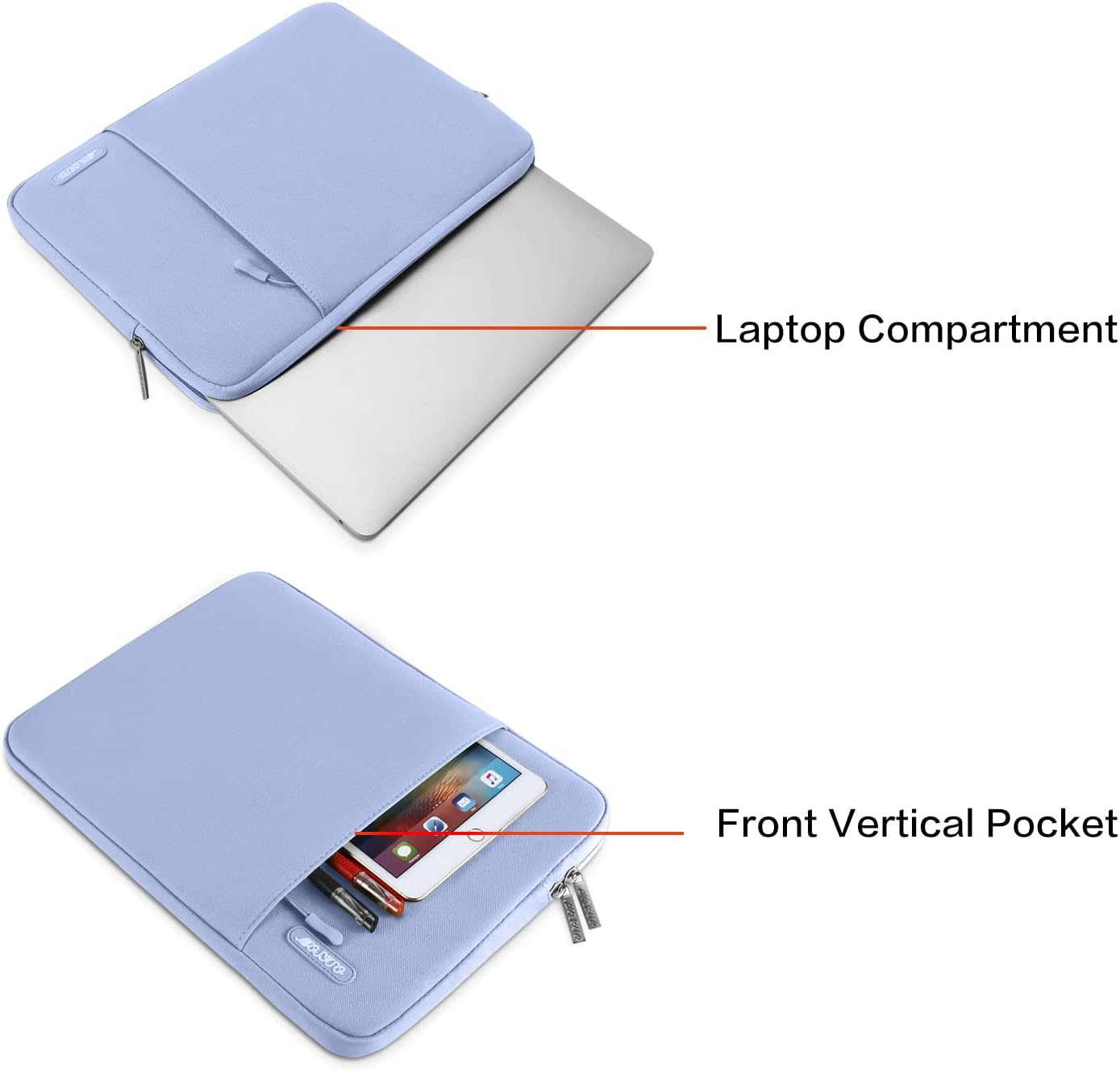 MOSISO Laptop Case 16 inch, 15-15.6 inch Laptop Sleeve Compatible with MacBook Pro 16 M4 M3 M2 M1, HP Acer Dell Lenovo ASUS Notebook, Polyester Vertical Computer Sleeve Bag with Pocket, Pastel Blue