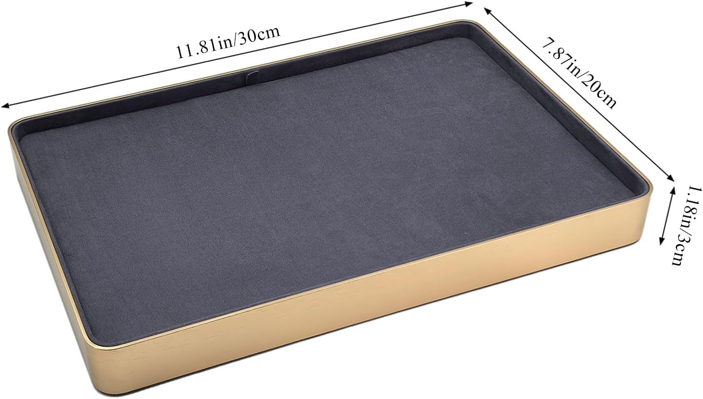 Metal Jewelry Tray, Valet Tray, Bedside Table and Desktop Organizer. It is Stackable and can be Used to Display Watches, Rings, Earrings and Bracelets（Blue）