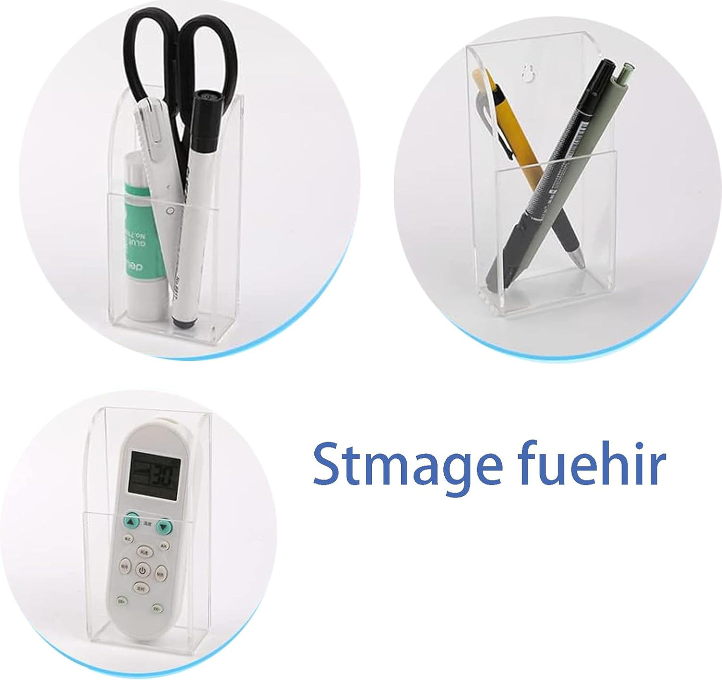4 Pieces Acrylic Remote Control Holder Clear Wall Mount Media Organizer Single Compartment Pen Holder for Wall Pencil Holder TV Remote Holder Wall Mount Storage Box for File Makeup Marker Brush Phone