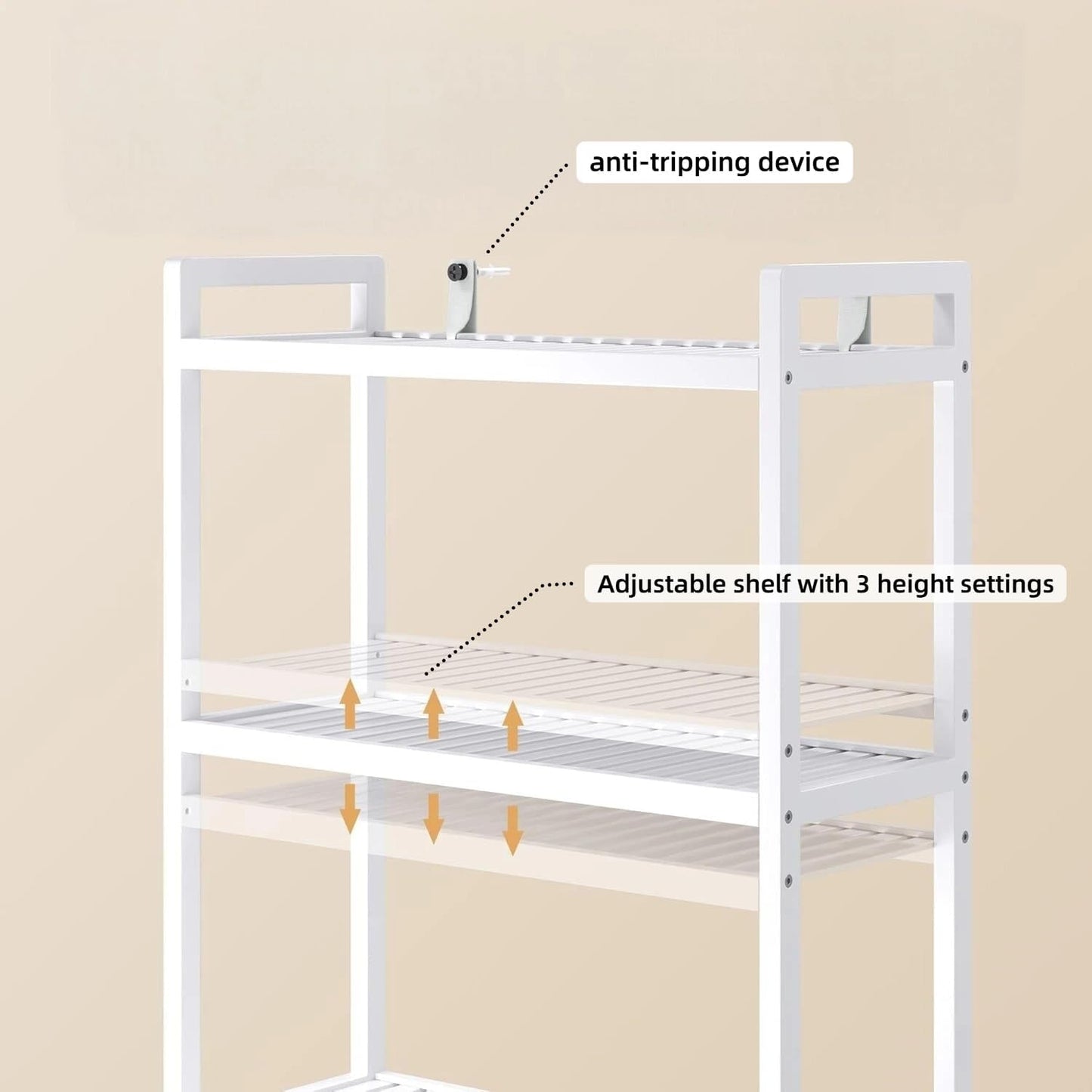 Gizoon 3 Tier Over The Toilet Storage Cabinet, Bamboo Bathroom Over Toilet Storage with Adjustable Shelves，Space-Saving Freestanding Shelves, 10.24"D x 24.8"W x 66.93"H, for Bathroom, Laundry Rooms