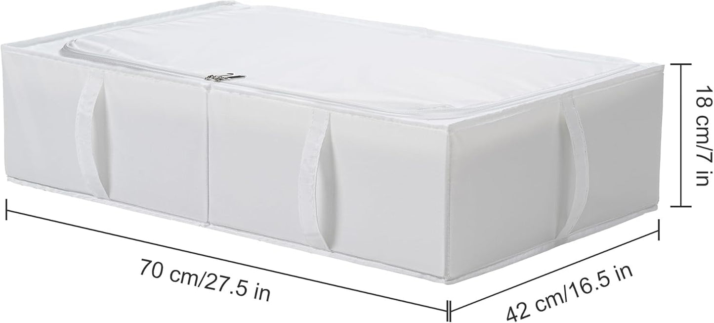 TYEERS Under Bed Storage Containers, Durable Fabric, Washable, Collapsible, Under Bed Storage Bins for Clothes, Blankets, Sheets, Shoes, 27.5x16.5x7 Inches, 6-Pack, White