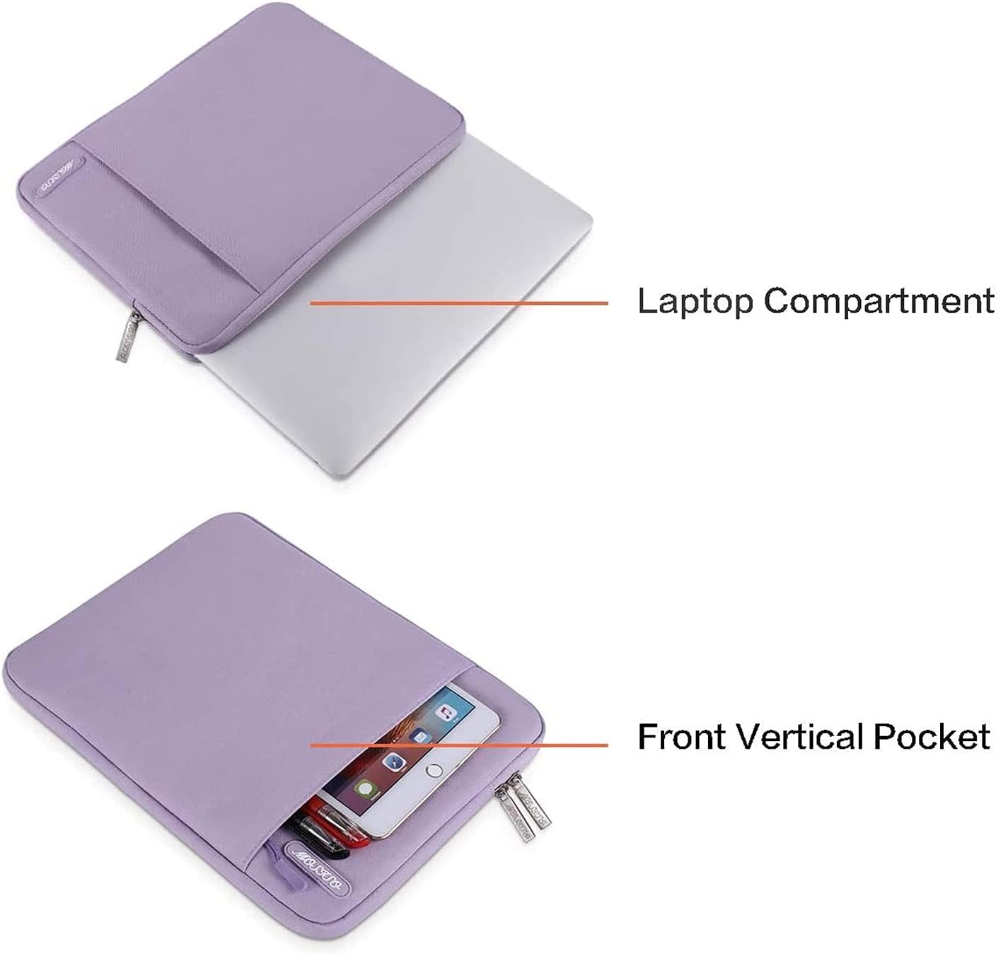 MOSISO Laptop Case 13.3 inch, 13-13.3 inch Laptop Sleeve Compatible with MacBook Air/Pro 13/Pro 14 M5 M4 M3 M2 M1, HP Dell ASUS Lenovo,Polyester Vertical Computer Sleeve Bag with Pocket, Purple