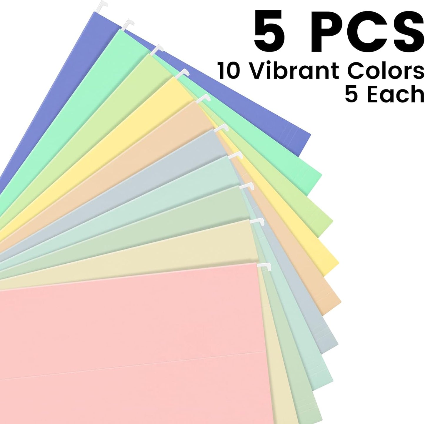 50-Pack Morandi Hanging File Folders, Letter Size with 55 Transparent Label Cards, 60 Sticker Labels,1/5-Cut Tabs–Home Office & Filing Cabinets