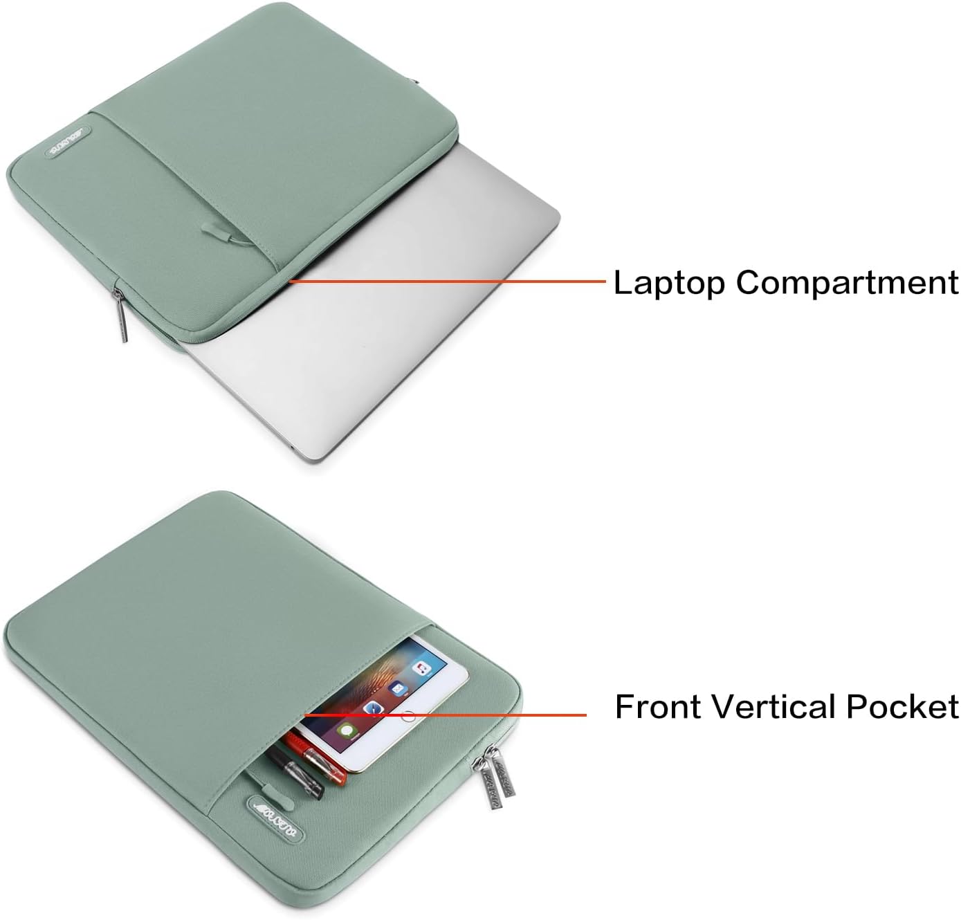 MOSISO Laptop Case 13.3 inch, 13-13.3 inch Laptop Sleeve Compatible with MacBook Air/Pro 13/Pro 14 M5 M4 M3 M2 M1, HP Dell ASUS Lenovo,Polyester Vertical Computer Sleeve Bag with Pocket, Antique Green