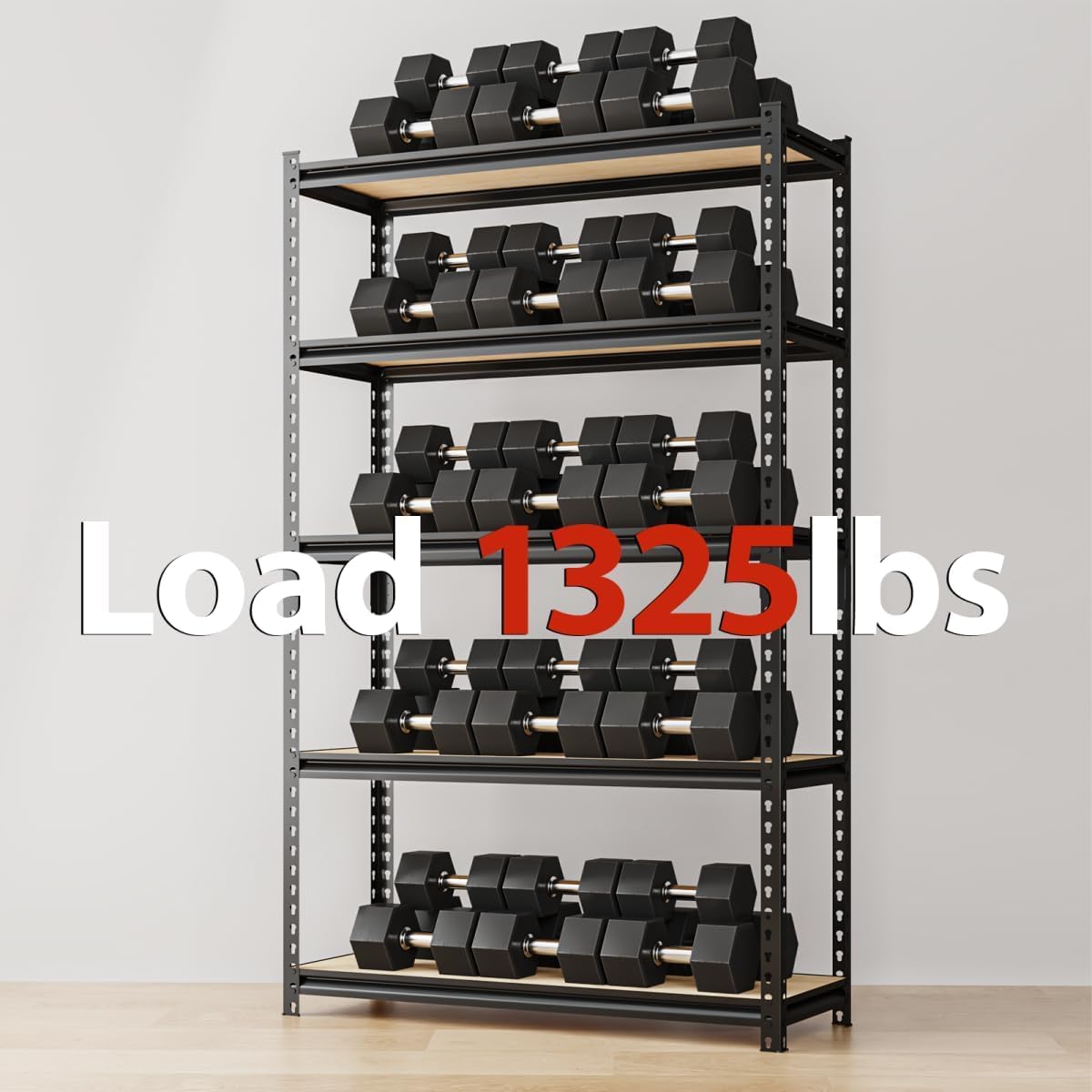 36" W Father&I 5-Shelf-Rack Industrial Metal Shelves Steel Utility Garage/Kitchen Storage Stand Shelving Units Adjustable Heavy-Duty Organizer for Shed/Closet/Pantry/Tote 72" H*36W*16D, Black