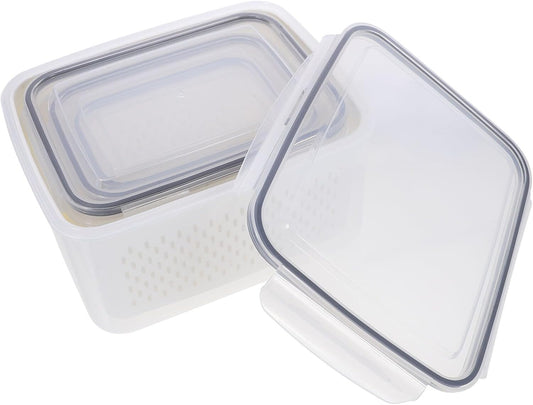 Stackable Refrigerator Organizer Bins Multipurpose Vegetable Fruit Storage Containers with Drainage for Fridge Kitchen Fresh-Keeping and Organized Produce