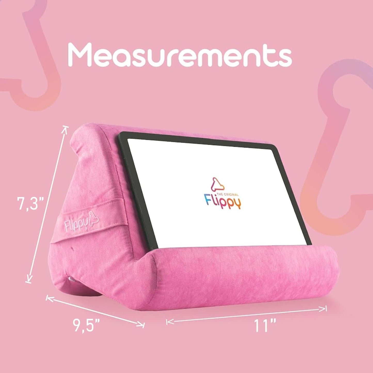 Flippy Original Tablet Pillow Stand & iPad Holder, Gift for Book Lovers & Readers, Multi-Angle Stand with Storage for Lap, Desk & Bed, Compatible with Kindle, Fire, iPad & Samsung, in The Pink Baby