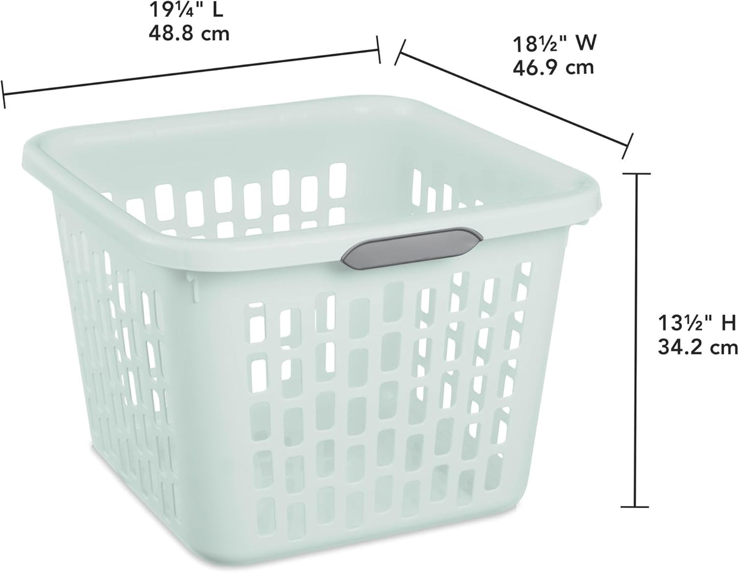 Sterilite Laundry Basket, Plastic Clothes Hamper, Large Square Bin with Comfort Grip Handles and Reinforced Rim, 1.5 Bushel Capacity, Mint, 24 Pack
