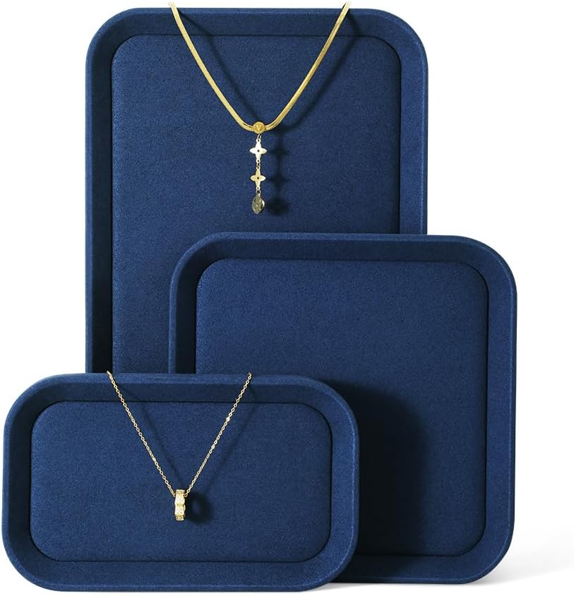 Jewelry Display, Microfiber Valet Tray,Luxury Jewelry Drawer Organizer,Premium Flat Tray,Blue Jewelry Tray