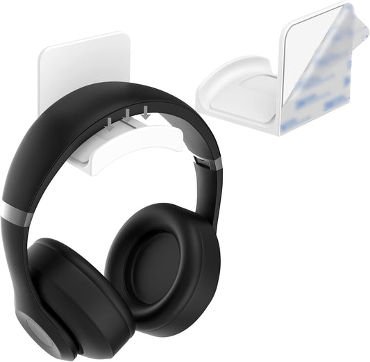 HomeMount Headphone Stand Headset Holder - Adhesive Gaming Headphone Hanger Hook Desk Mount for Most Headphone & Controller (White)