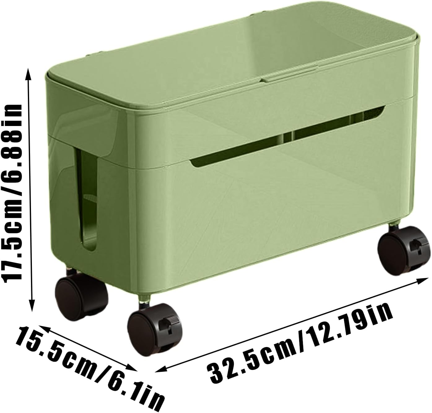 Cable Box Organizer | Wire Storage Container with Wheels | Tabletop Charger Cord Storage | for Home Office Dormitory Gaming Setup TV Stand Computer Desk Tech Enthusiasts Renters Content Creators