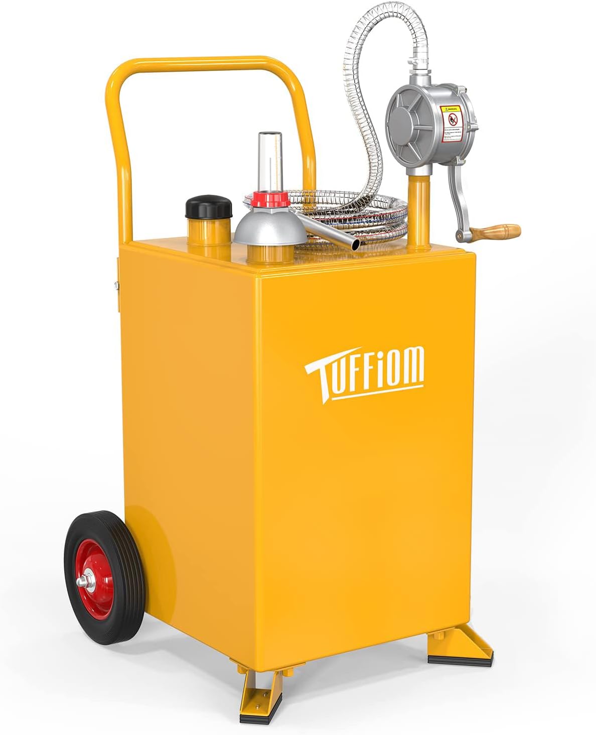TUFFIOM 20 Gallon Fuel Gas Caddy w/Wheels & Manual Siphon Pump, Portable Diesel Fuel Transfer Storage Tank w/8.9ft Hose, Gasoline Can Container for ATV Car Mowers Tractor Boat Motorcycle