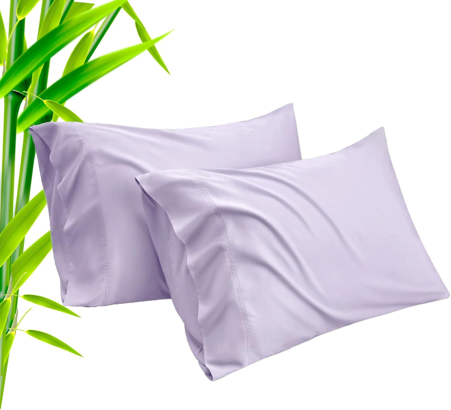 TELUS Pillow Cases King Size 2 Pack, Bamboo Rayon Cooling Pillowcases with Envelope Closure, Cool Breathable Pillow Cover for Hot Sleepers & Night Sweats, 20x40 inch, Purple