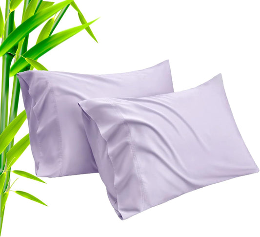 TELUS Pillow Cases King Size 2 Pack, Bamboo Rayon Cooling Pillowcases with Envelope Closure, Cool Breathable Pillow Cover for Hot Sleepers & Night Sweats, 20x40 inch, Purple