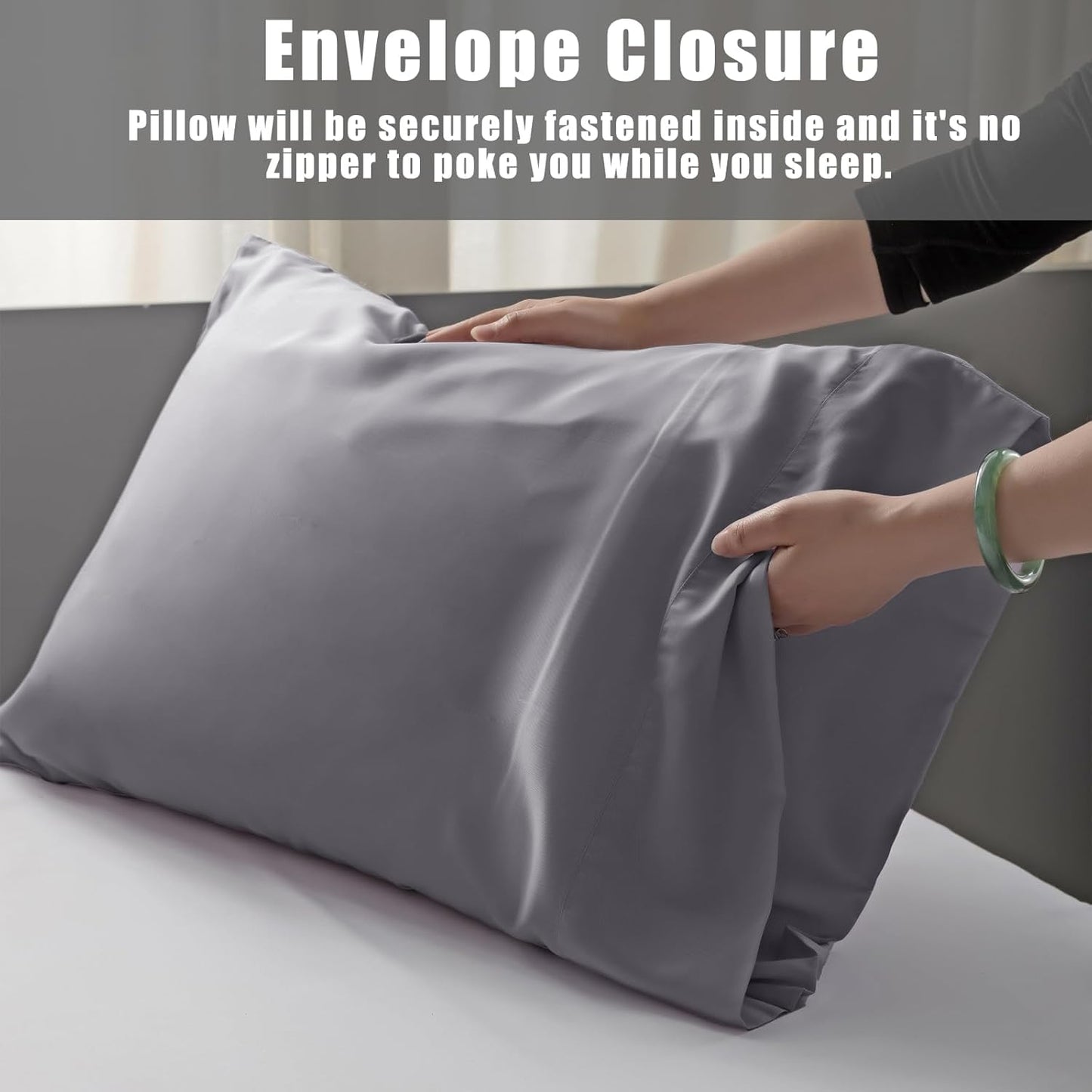 TELUS Pillow Cases King Size 2 Pack, Bamboo Rayon Cooling Pillowcases with Envelope Closure, Cool Breathable Pillow Case for Hot Sleepers & Night Sweats, 20x36 inches, Dark Grey