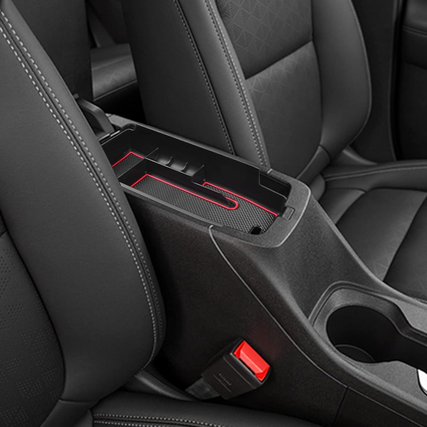 EDBETOS Center Console Organizer Tray Compatible with Chevy Bolt EUV Bolt EV Accessories 2022-2023 Interior Secondary Armrest Storage Glove Box Divider ABS Material, Customized Design, Red