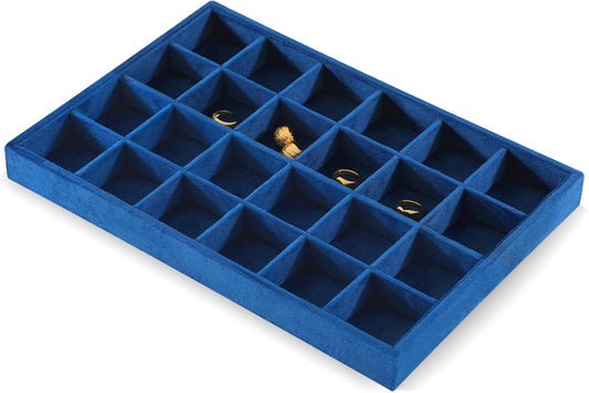 Earring Organizer Tray, Velvet Jewelry Trays，Premium Rock Organizer,Luxury Earring Storage,Blue Earring Case