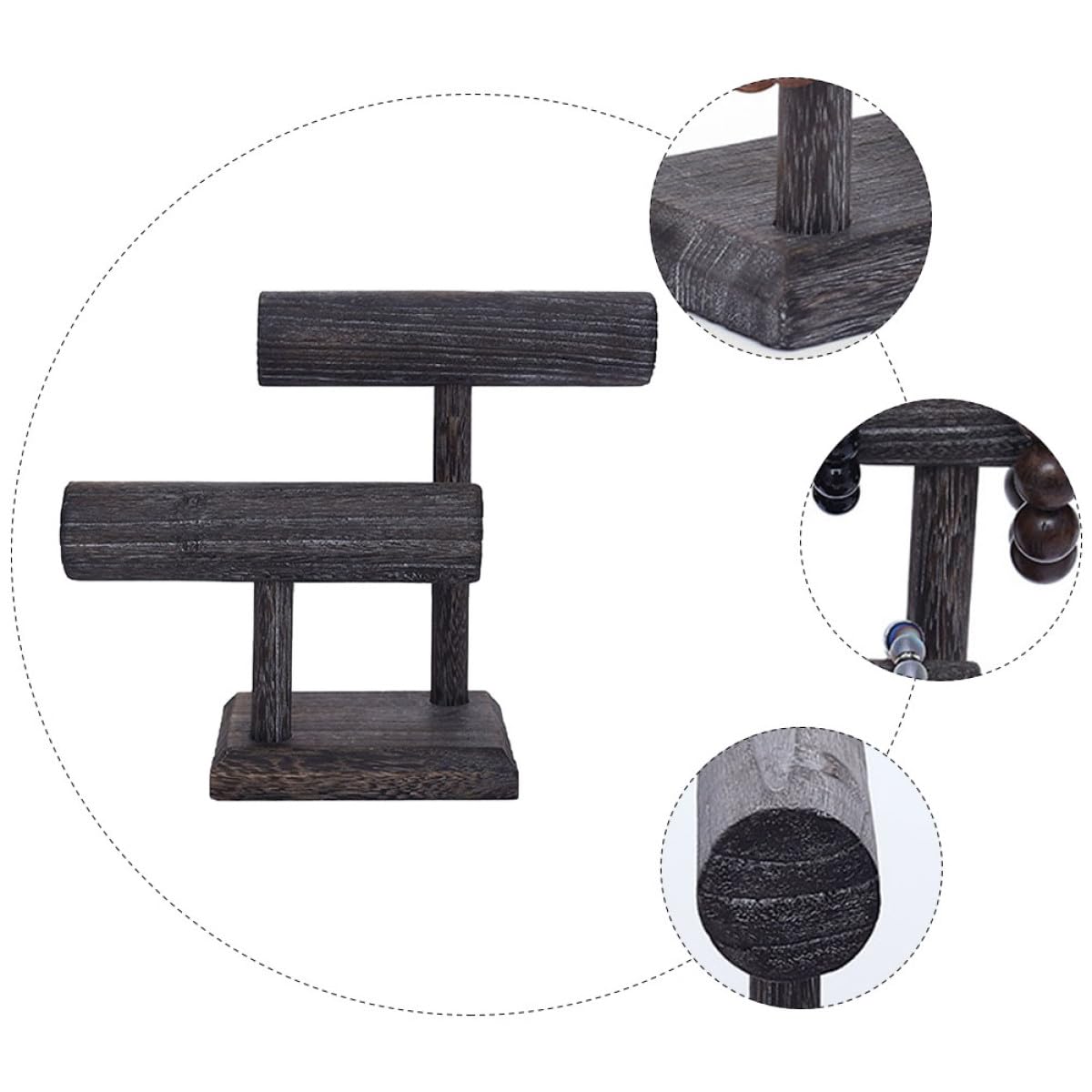 Solid Wood Scrunchie Holder Hair Tie Organizer Stand Vintage Jewelry Display Rack for Women Teen with Headband Storage