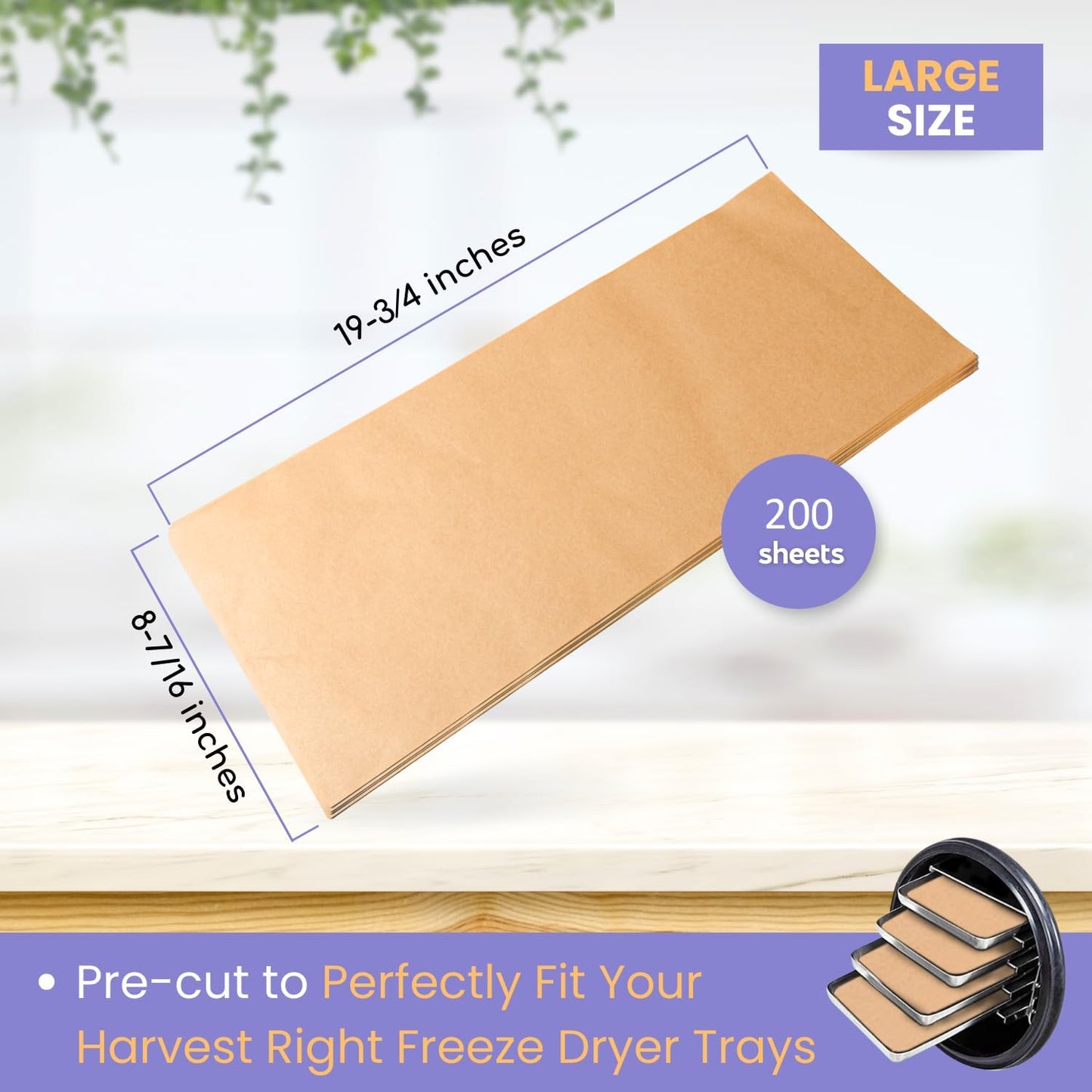 200 pack Parchment Paper For Harvest Right Freeze Dryer (L - Large)