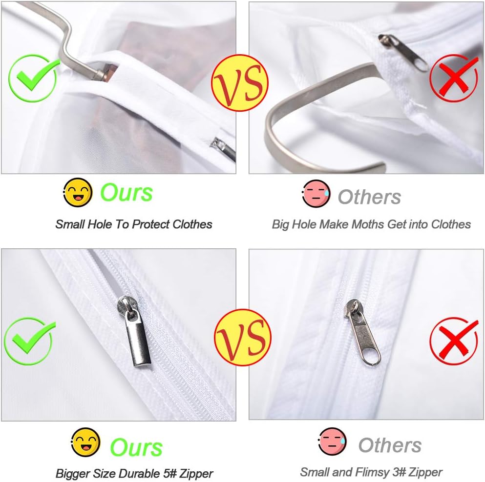 Garment Bags for Hanging Clothes 24''X48'' Suit Bags for Closet Storage (Pack of 6) Plastic Waterproof Suit Cover Bags with Zipper for Coats, Jackets, Shirts