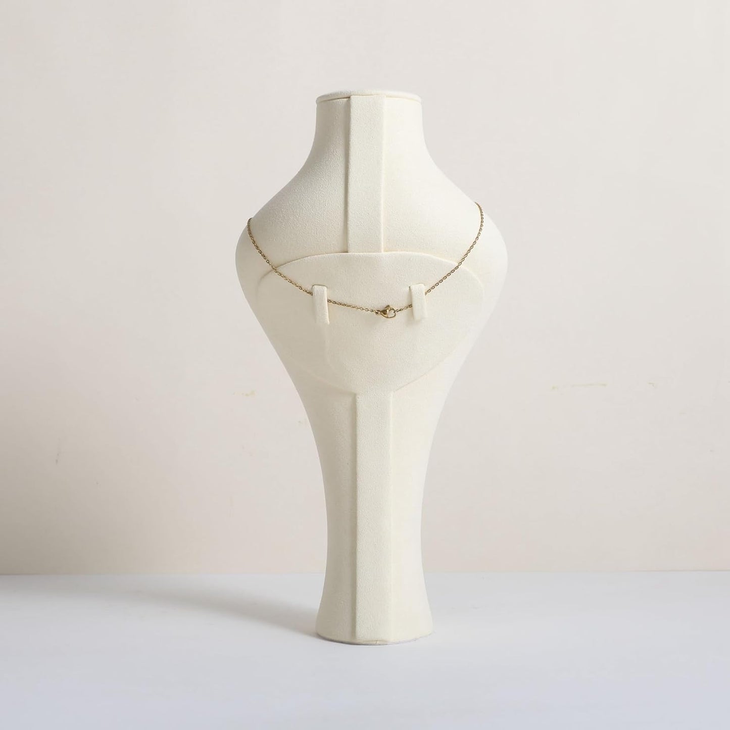 GemeShou Beige necklace hanger jewelry organizer, Velvet jewelry display stand necklace holder, jewelry mannequin bust for boutique store【Beige-Small height 9.84 inch】